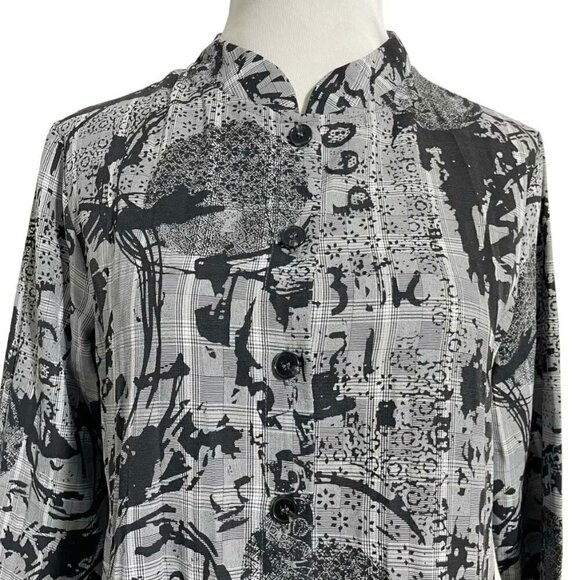 Niche Nilgun Derman Small Button Down Shirt Top Blouse Collared Lagenlook Boho - Picture 2 of 6